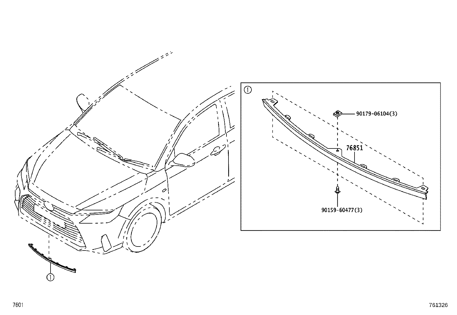76875-BZ050 PROTECTOR, REAR SPOILER, NO.4 product image