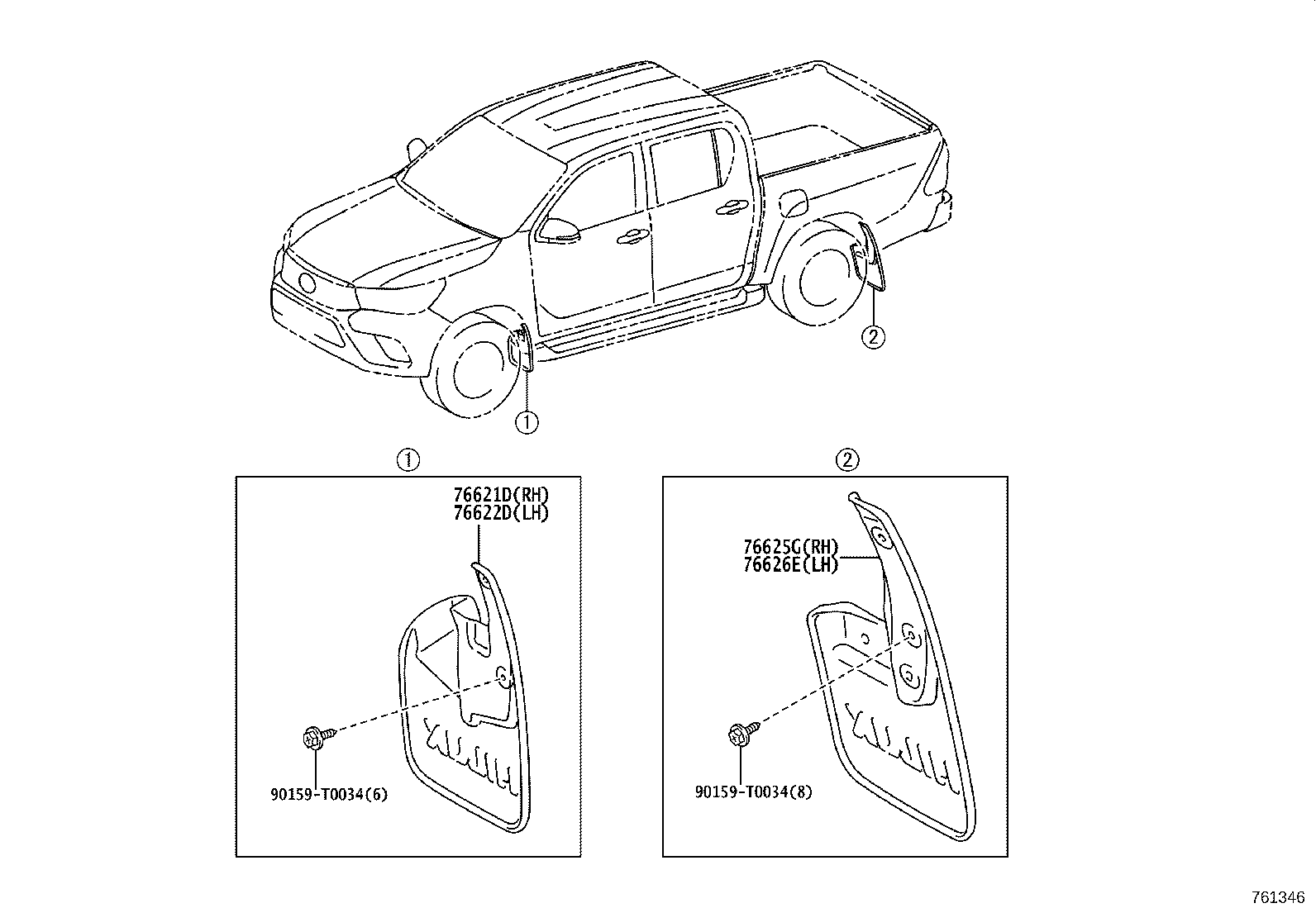 76626-0K480 MUDGUARD, QUARTER PANEL, REAR LH product image