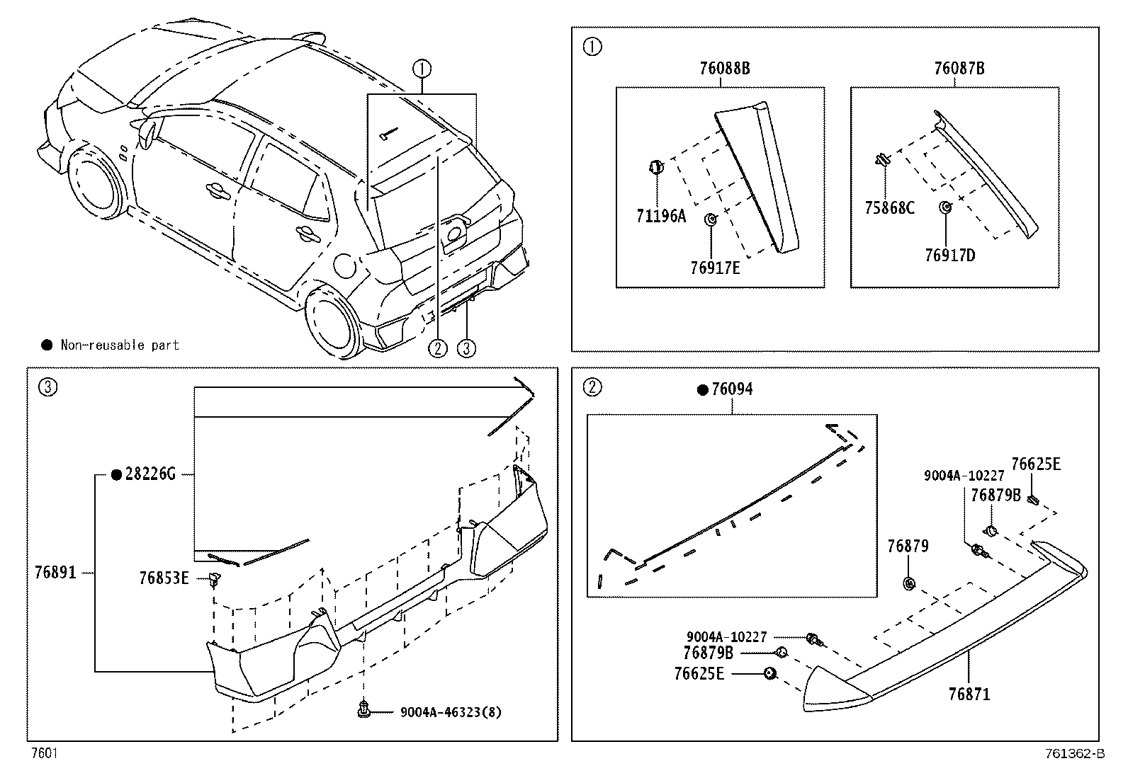 76088-BZ150 SPOILER SUB-ASSY, REAR SIDE, LH product image