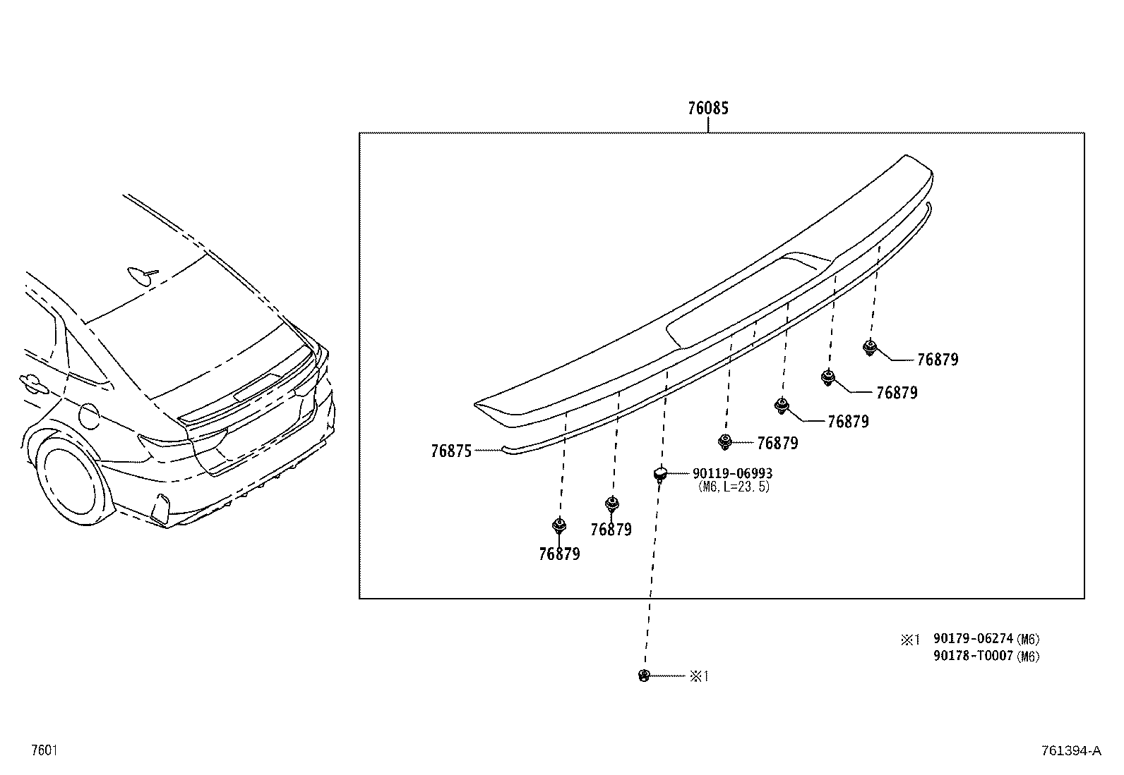 76875-BZ050 PROTECTOR, REAR SPOILER, NO.4 product image