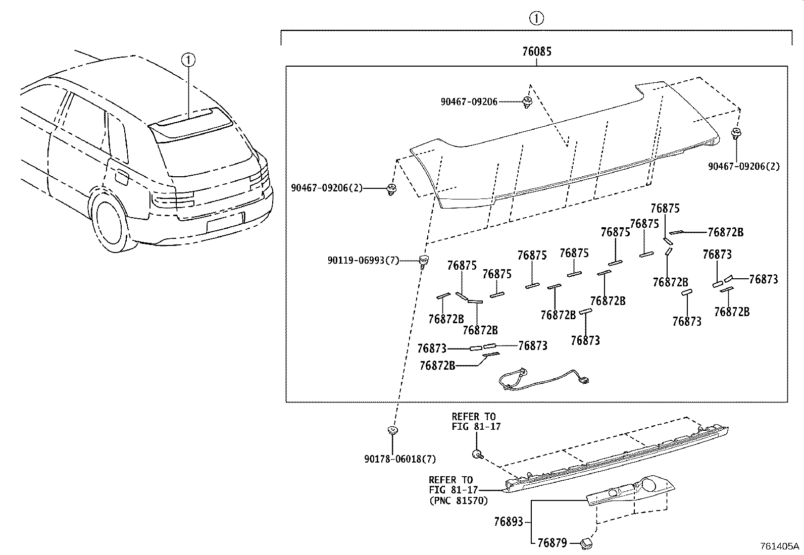 76085-40901 SPOILER SUB-ASSY, REAR product image