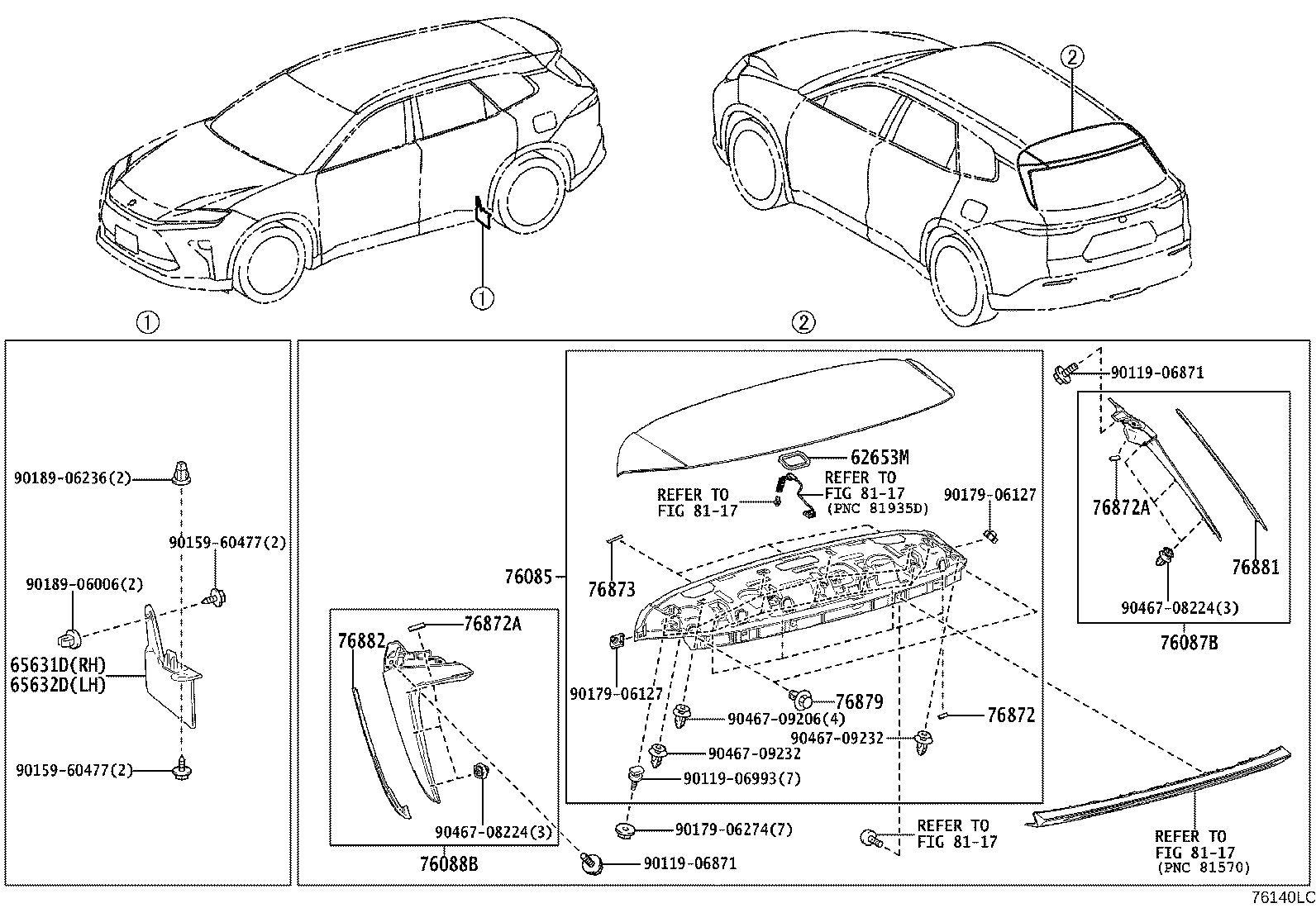 Toyota 76872-30100 PROTECTOR, REAR SPOILER, NO.1