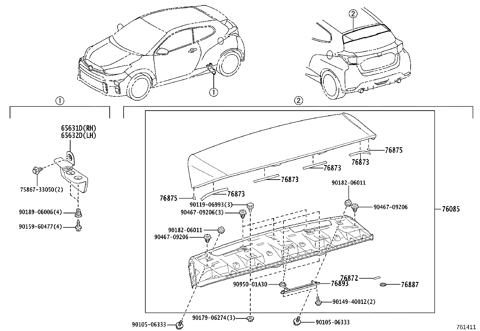 76085-52923 SPOILER SUB-ASSY, REAR product image