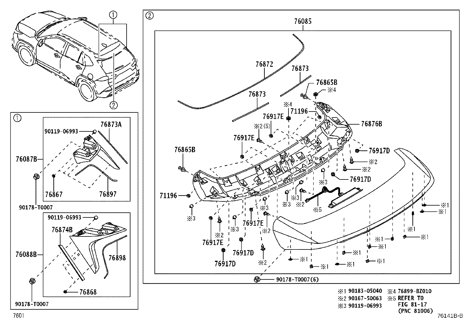 76088-BZ160 SPOILER SUB-ASSY, REAR SIDE, LH product image