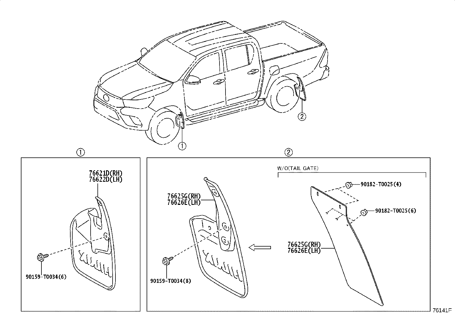 76625-0K541 MUDGUARD, QUARTER PANEL, REAR LH product image