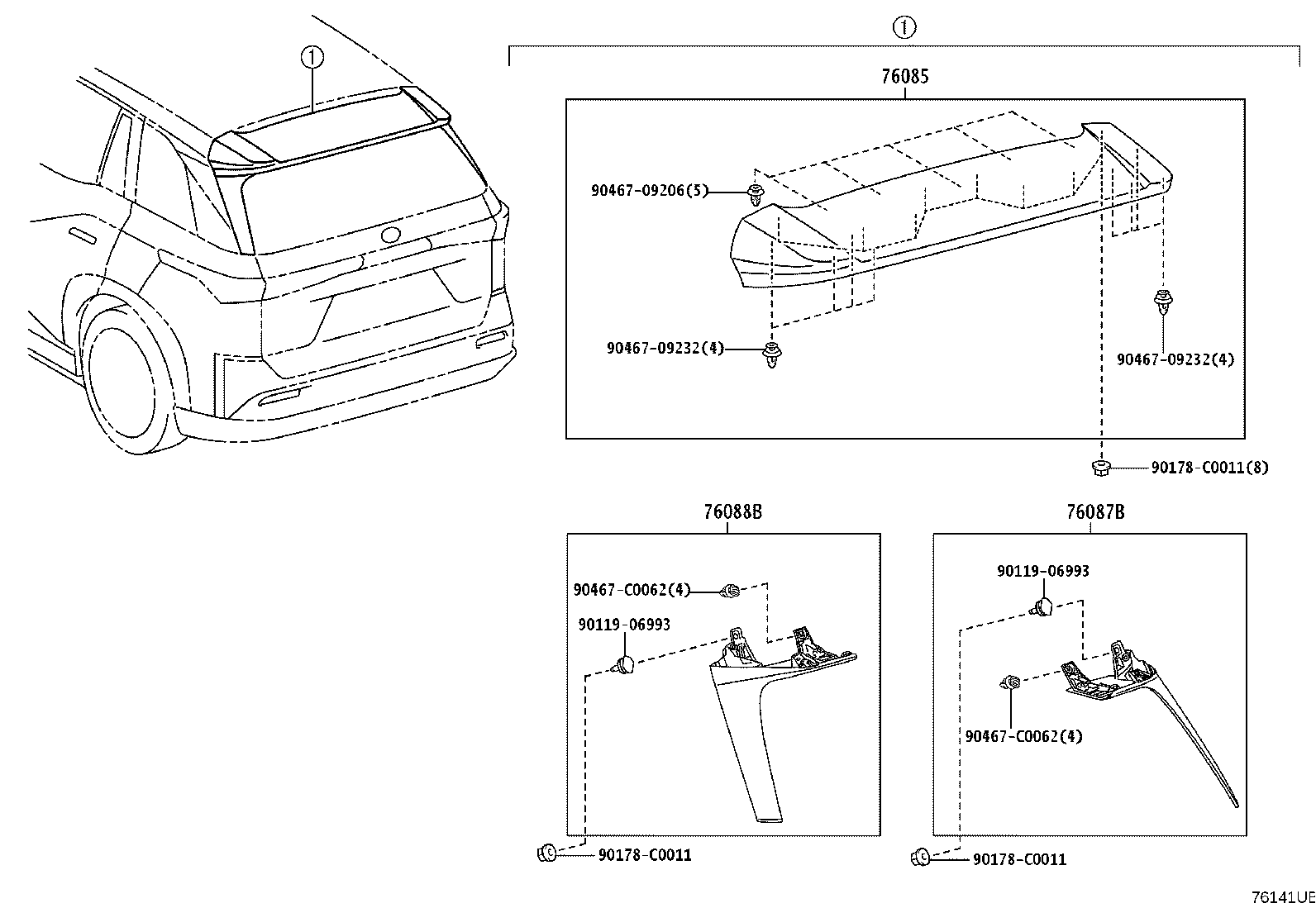 76088-YL010 SPOILER SUB-ASSY, REAR SIDE, LH product image