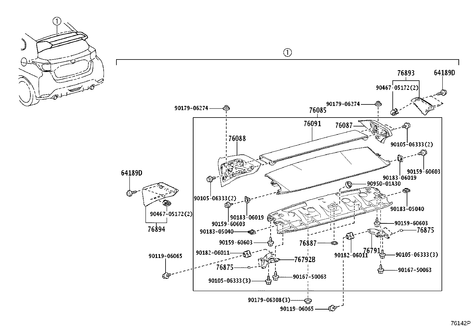 76085-52923 SPOILER SUB-ASSY, REAR product image