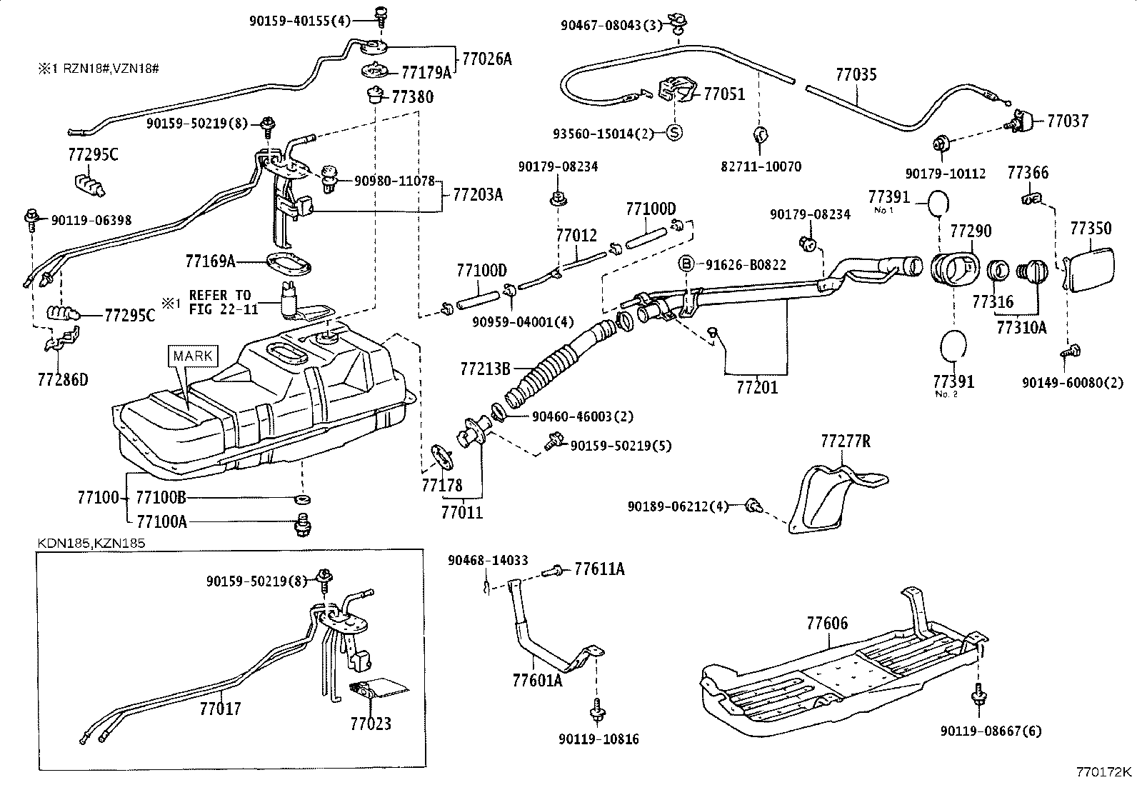 77035-35080 CABLE SUB-ASSY, FUEL LID LOCK CONTROL product image