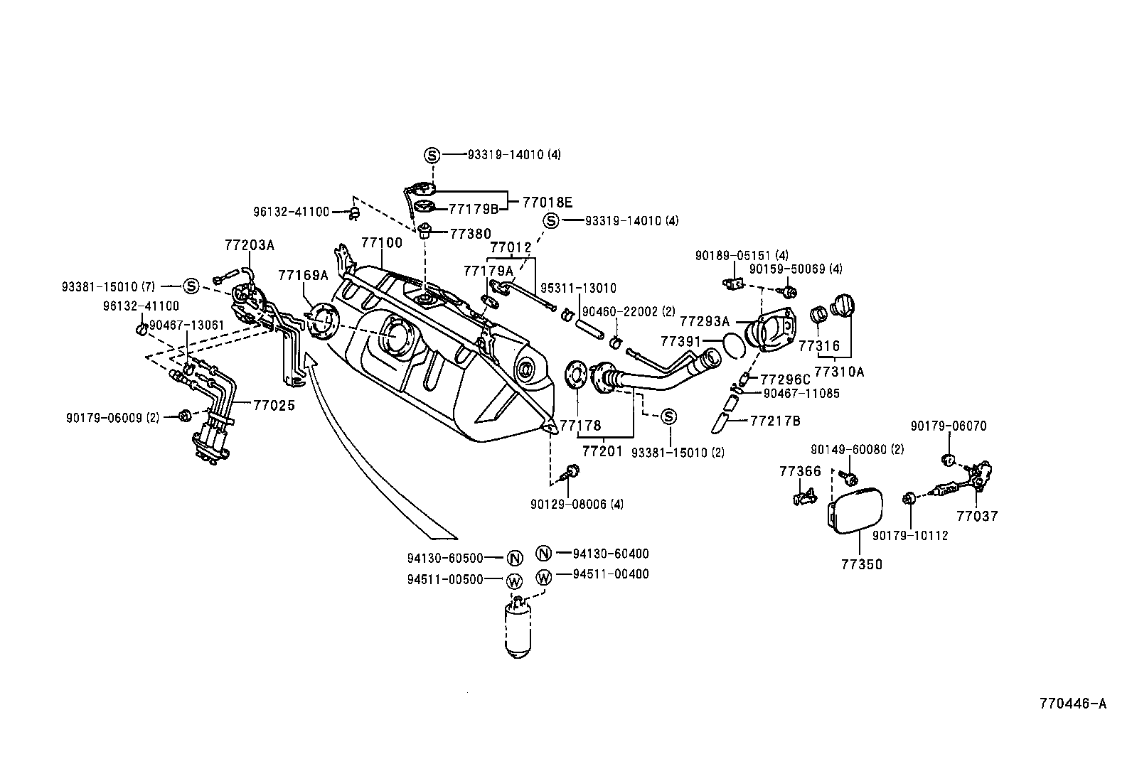 77030-30080 LOCK SUB-ASSY, FUEL FILLER OPENING LID product image