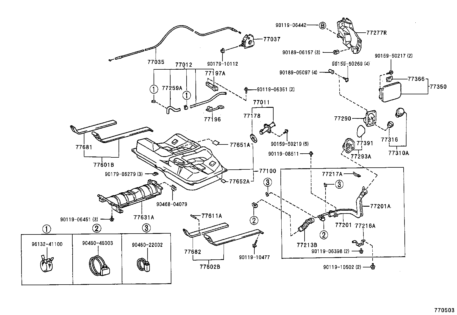 77037-06010 LOCK SUB-ASSY, FUEL FILLER OPENING LID product image