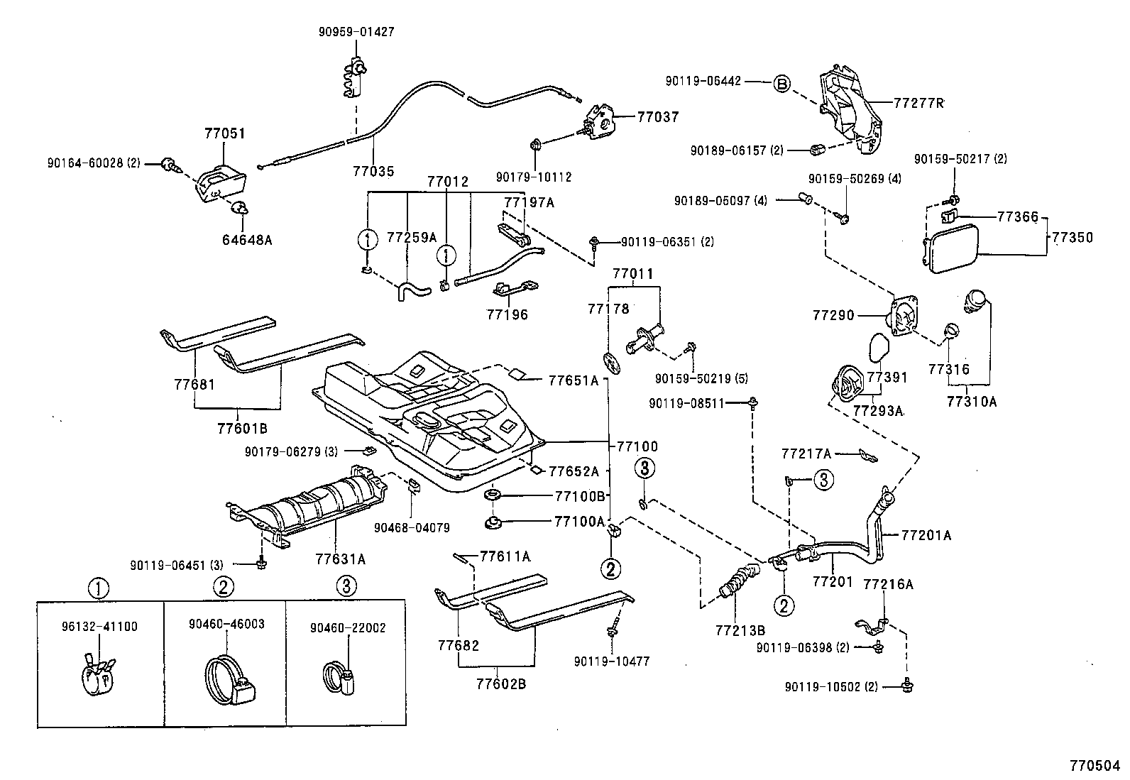 77037-06010 LOCK SUB-ASSY, FUEL FILLER OPENING LID product image