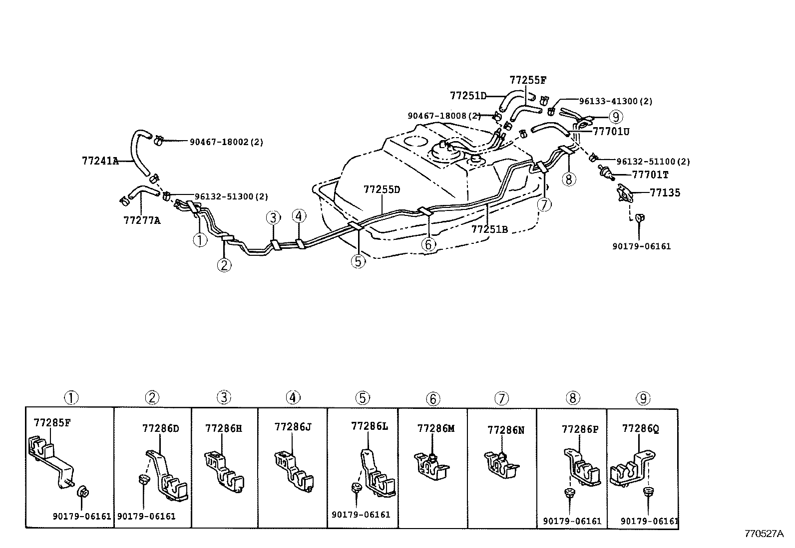 77273-60090 CLAMP, FUEL TUBE, NO.9 product image