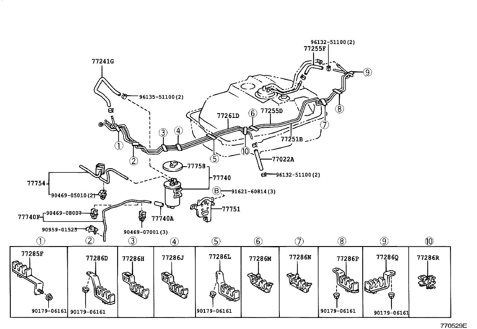 77273-60090 CLAMP, FUEL TUBE, NO.9 product image