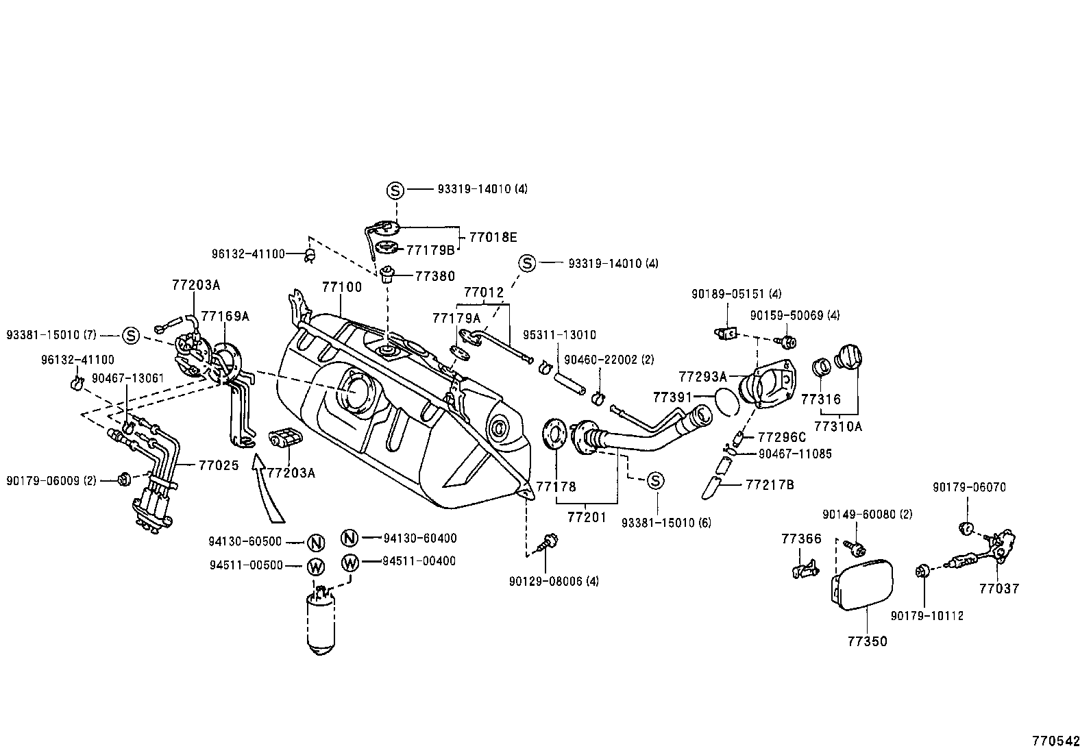 77030-30080 LOCK SUB-ASSY, FUEL FILLER OPENING LID product image