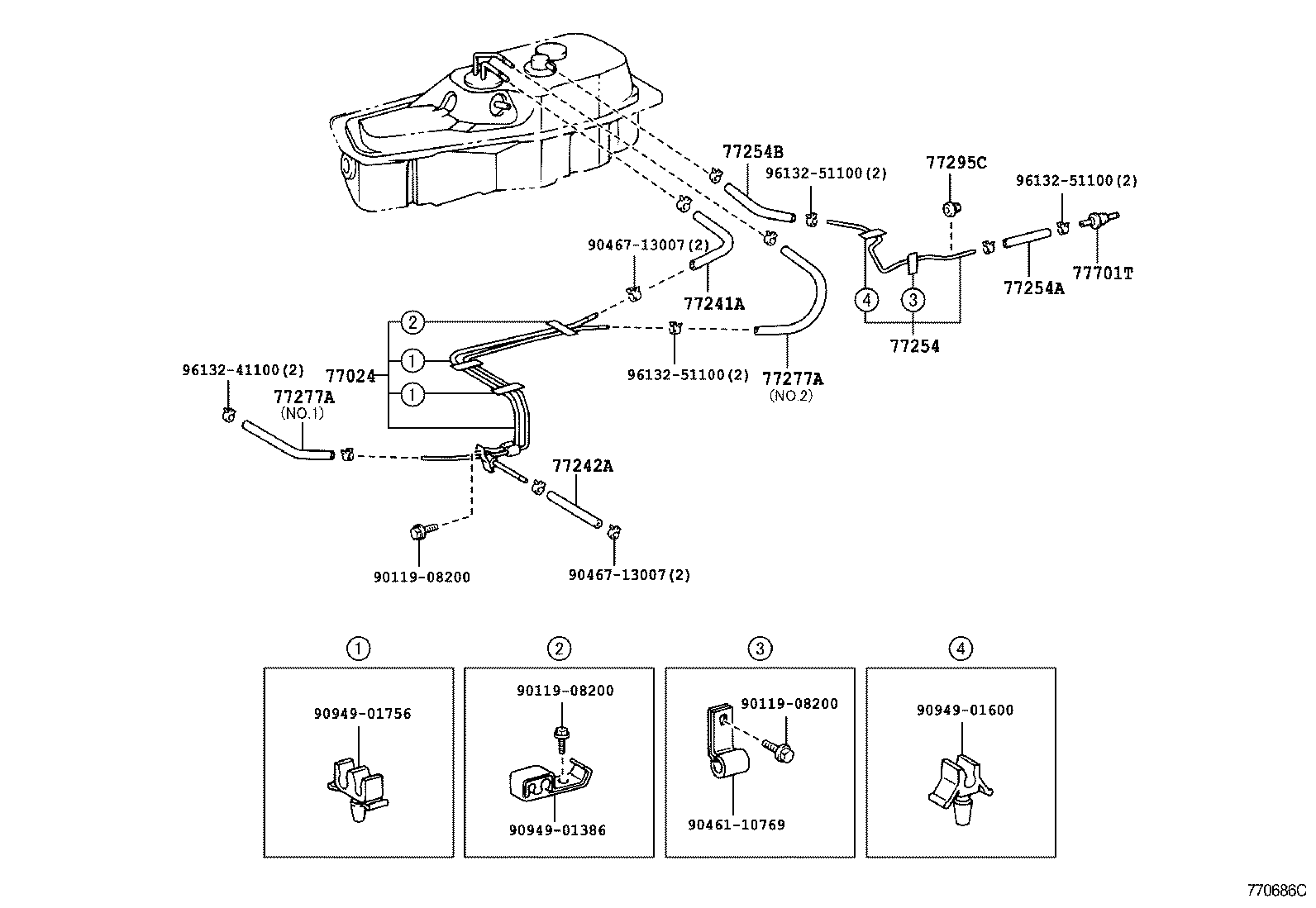 77018-27110 TUBE SUB-ASSY, FUEL TANK EVAPORATION VENT product image