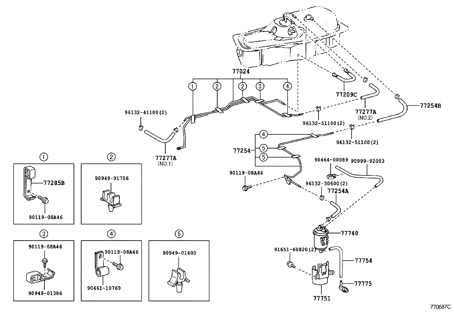 77018-27110 TUBE SUB-ASSY, FUEL TANK EVAPORATION VENT product image