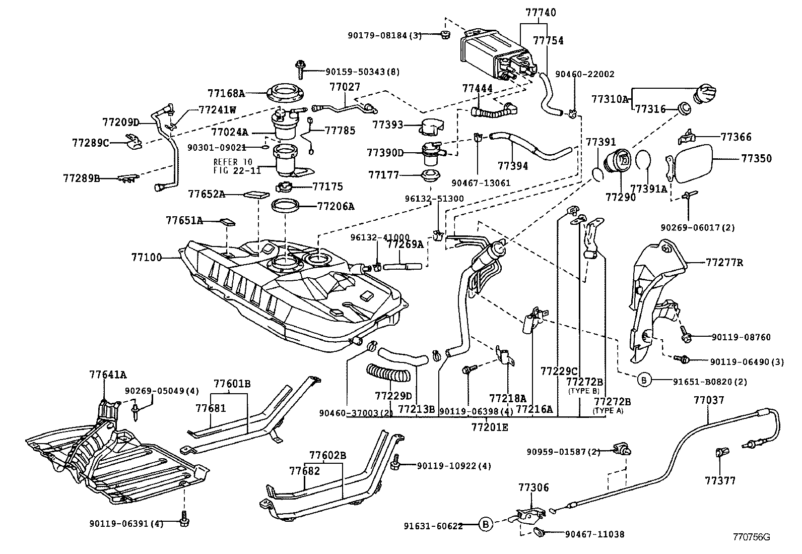 Toyota 77001-20770 TANK ASSY, FUEL