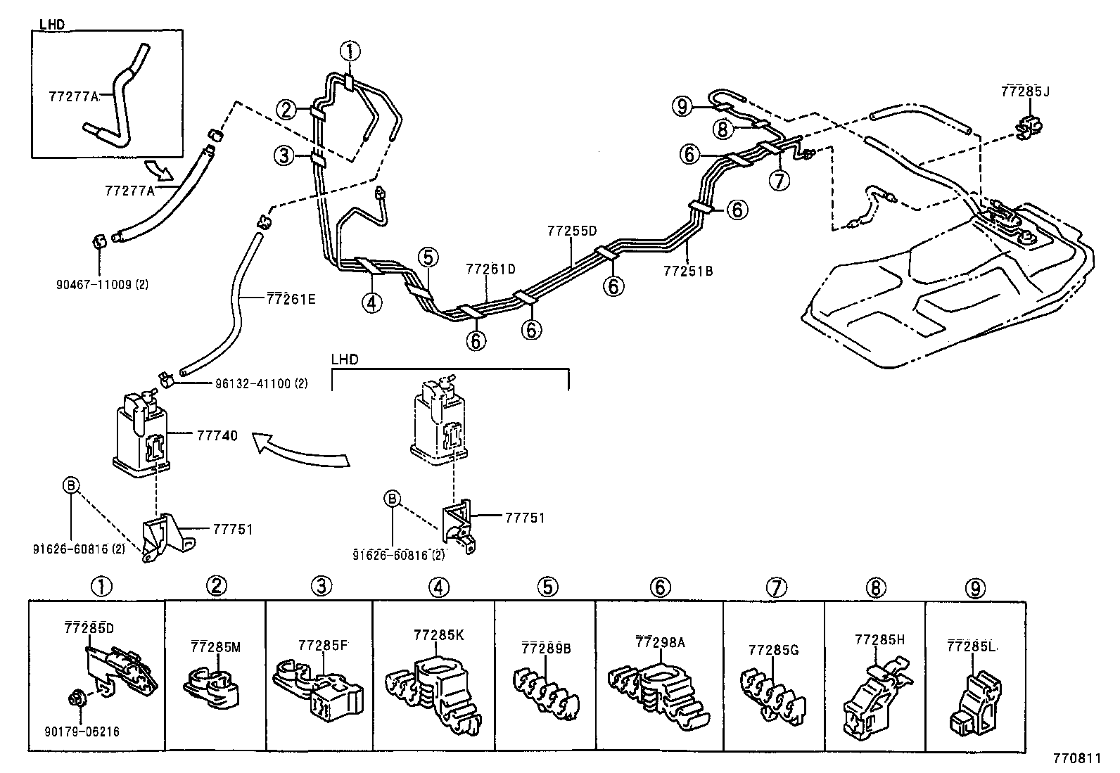 77285-44140 CLAMP, FUEL TUBE, NO.1 product image