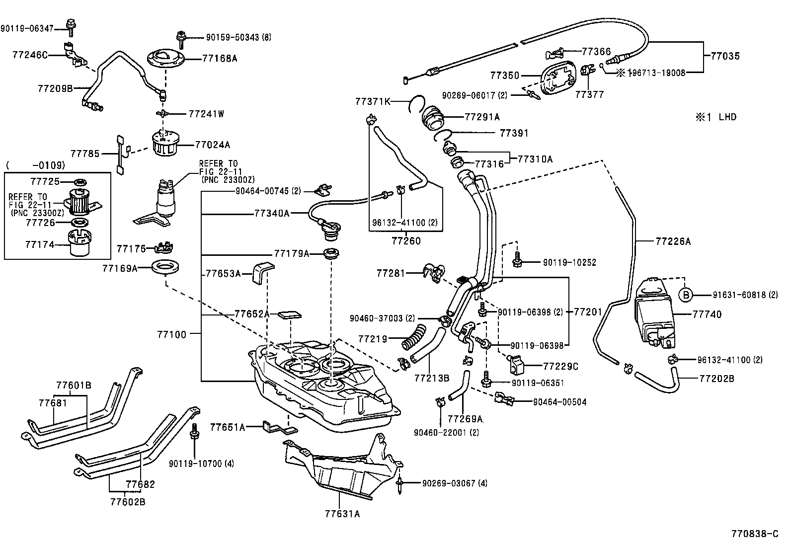 77035-47020 CABLE SUB-ASSY, FUEL LID LOCK CONTROL product image