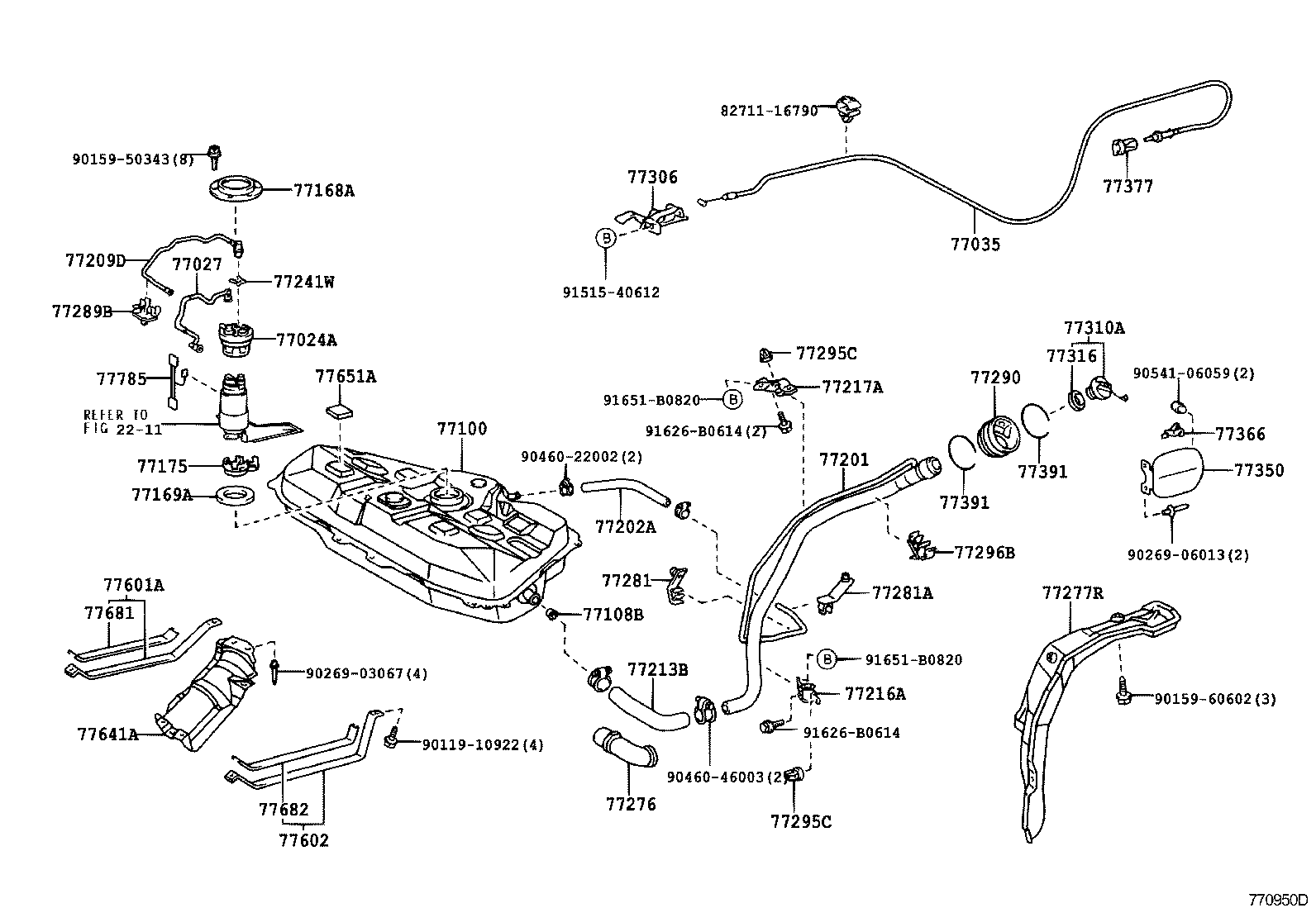 77035-12420 CABLE SUB-ASSY, FUEL LID LOCK CONTROL product image