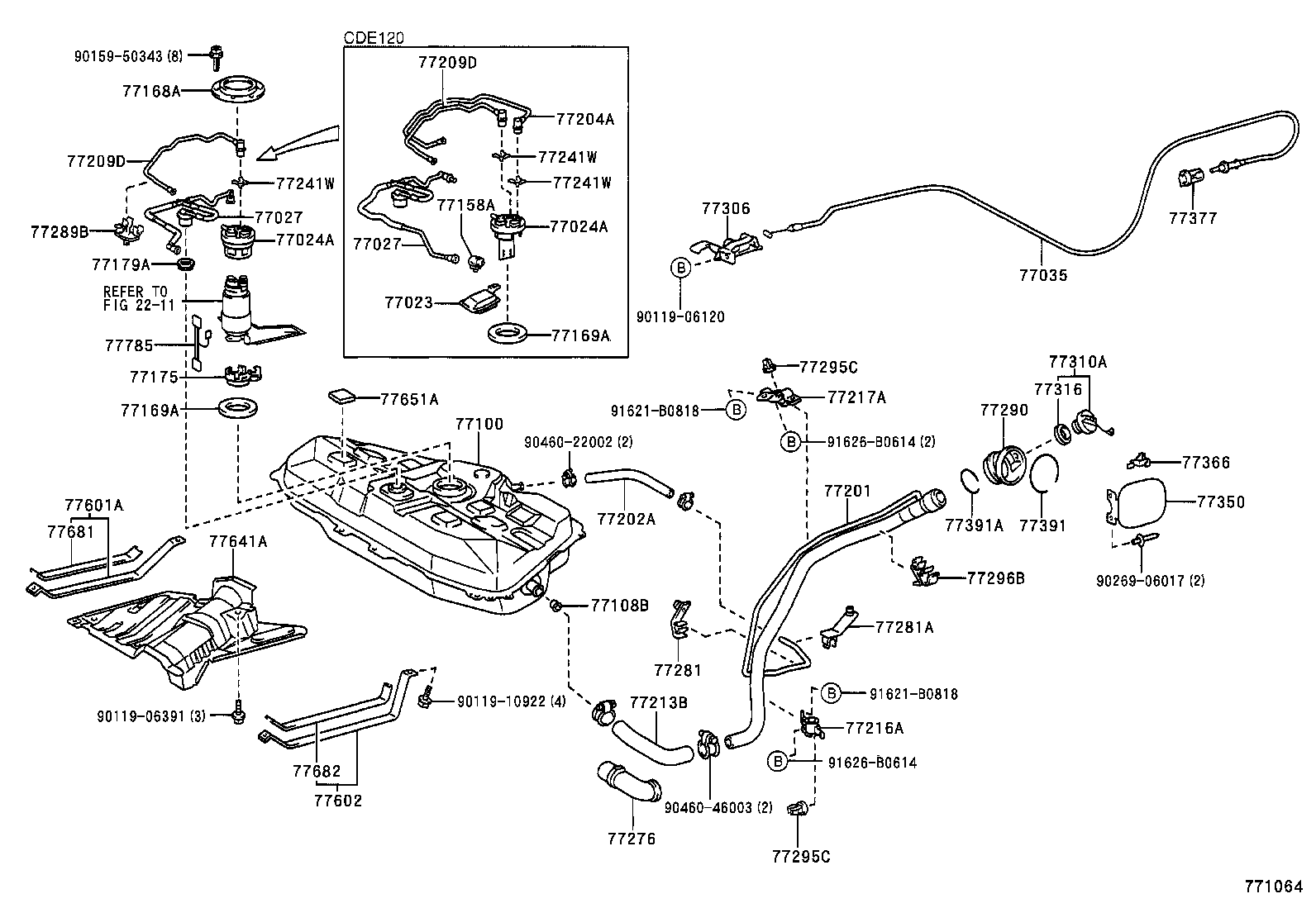 77035-13120 CABLE SUB-ASSY, FUEL LID LOCK CONTROL product image