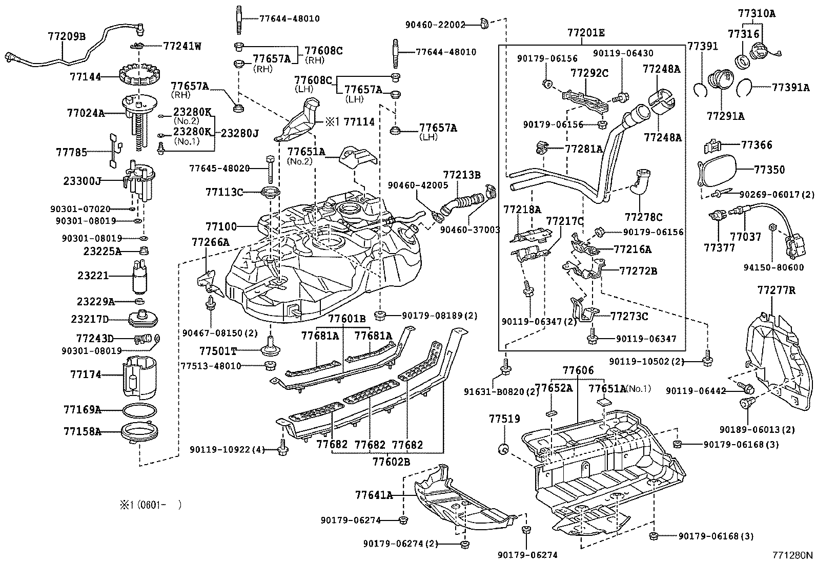 77030-48010 LOCK SUB-ASSY, FUEL FILLER OPENING LID product image