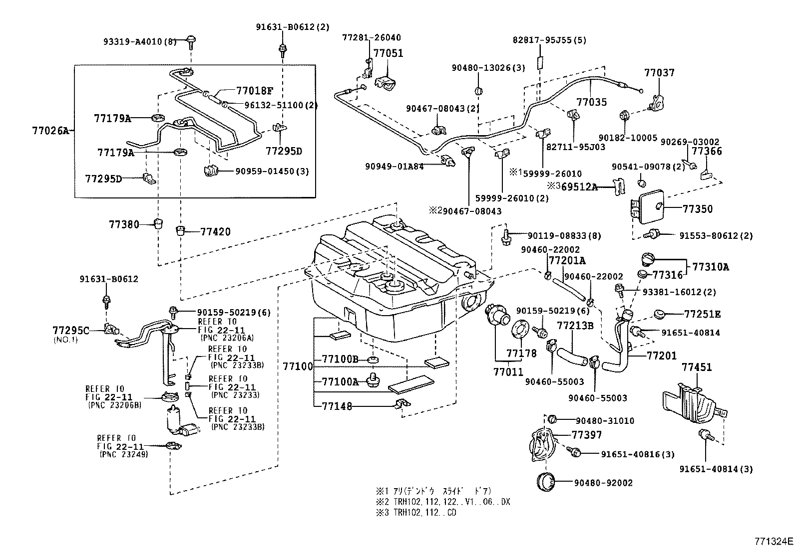 77014-26020 TUBE SUB-ASSY, FUEL TANK BREATHER, NO.3 product image