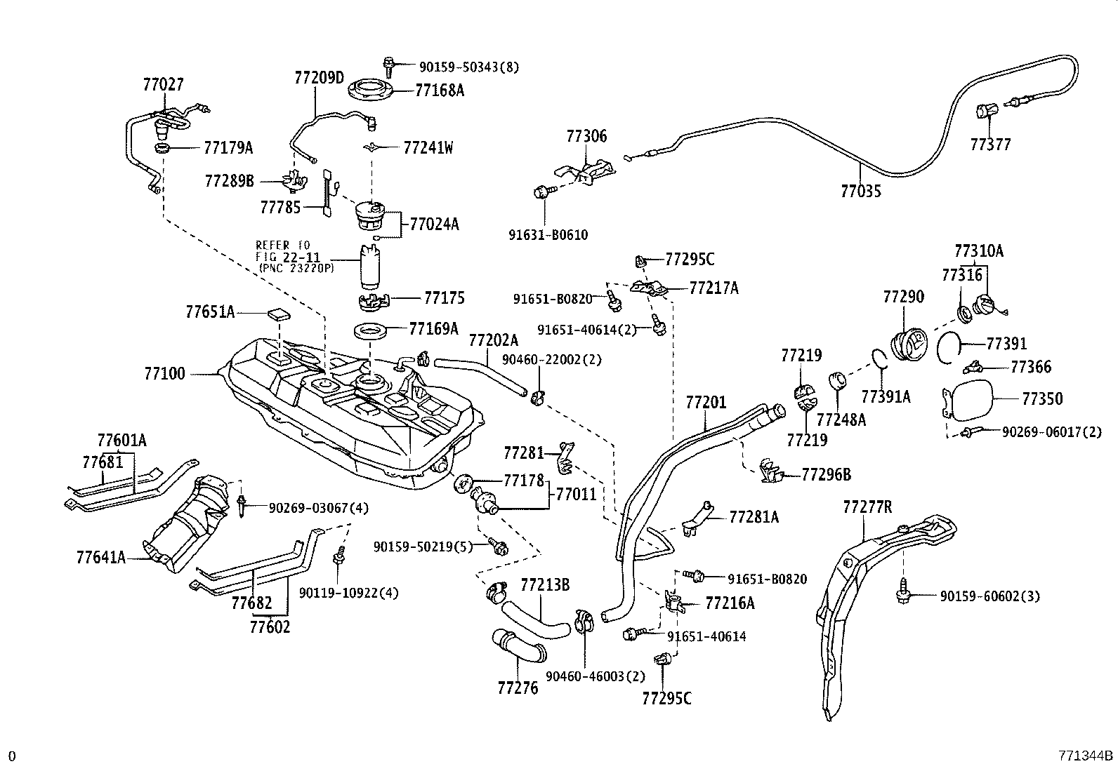 77035-02060 CABLE SUB-ASSY, FUEL LID LOCK CONTROL product image