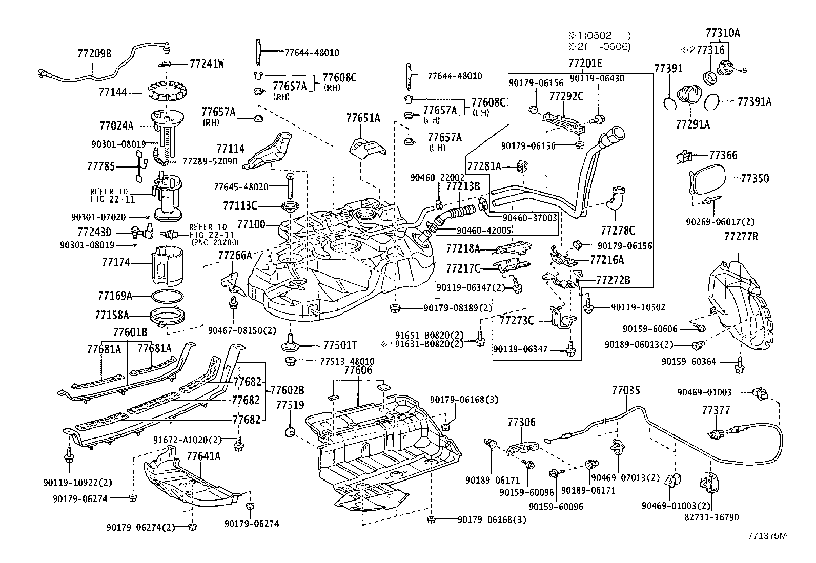 77035-48050 CABLE SUB-ASSY, FUEL LID LOCK CONTROL product image