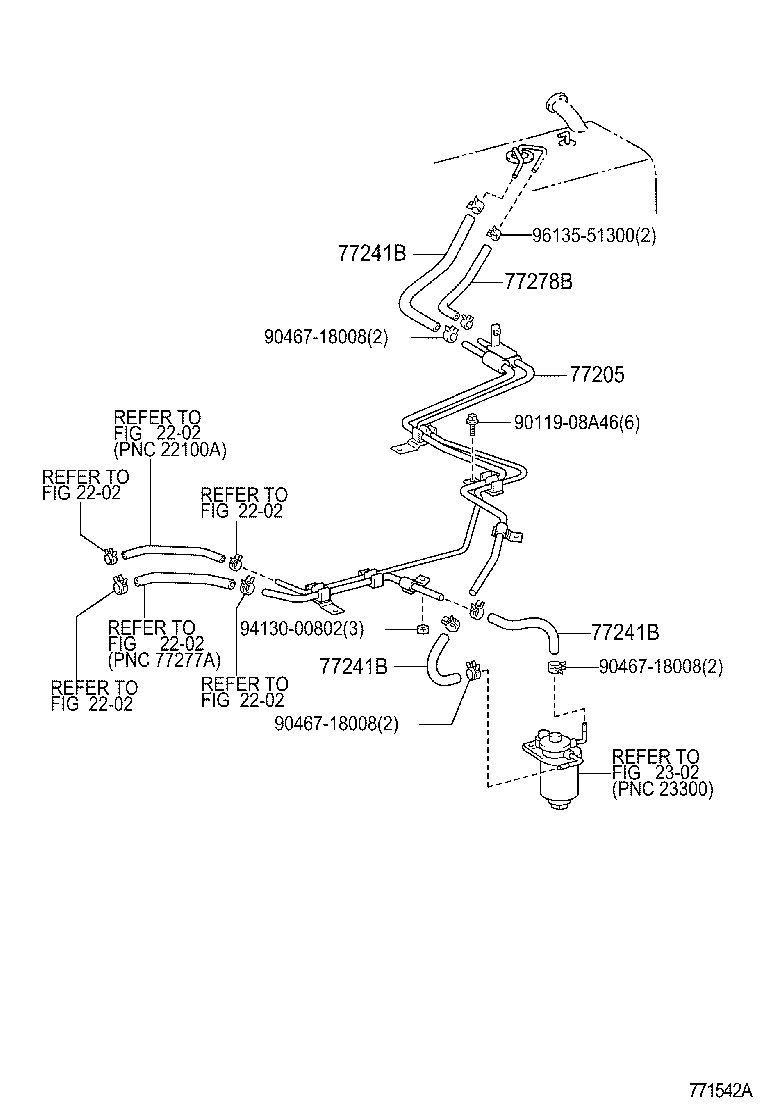 77018-37120 TUBE SUB-ASSY, FUEL TANK EVAPORATION VENT product image