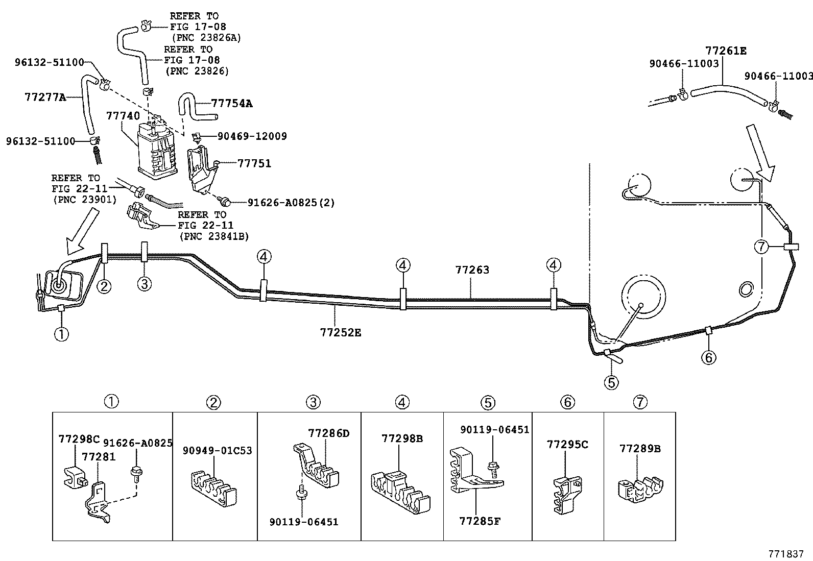 77104-33020 SUPPORT, FUEL TANK FILLER PIPE, NO.1 product image