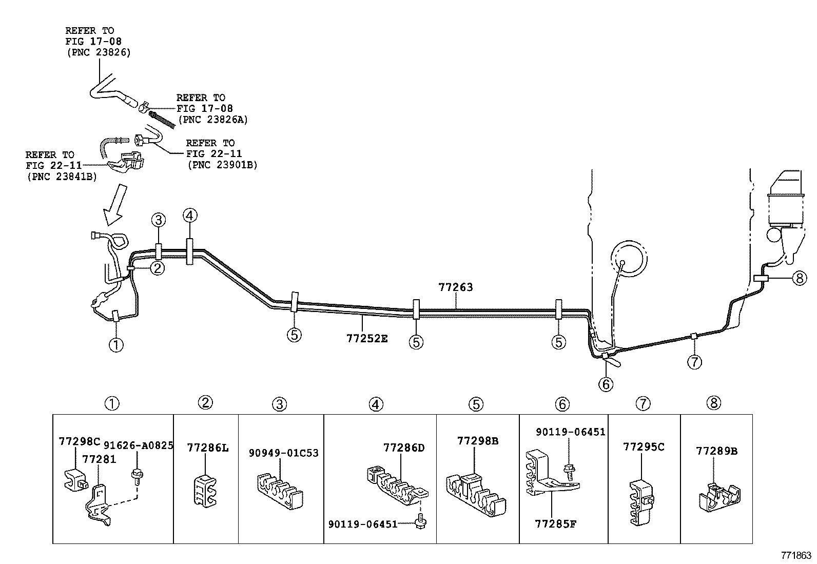77104-33020 SUPPORT, FUEL TANK FILLER PIPE, NO.1 product image