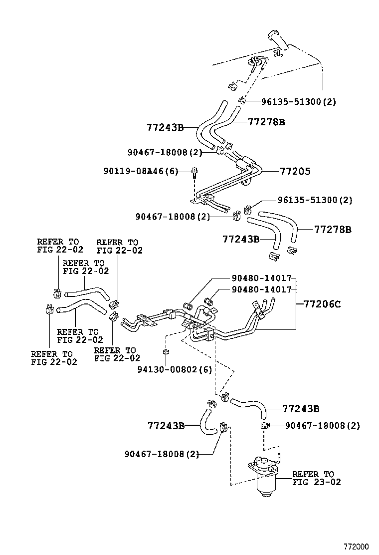 77018-37120 TUBE SUB-ASSY, FUEL TANK EVAPORATION VENT product image
