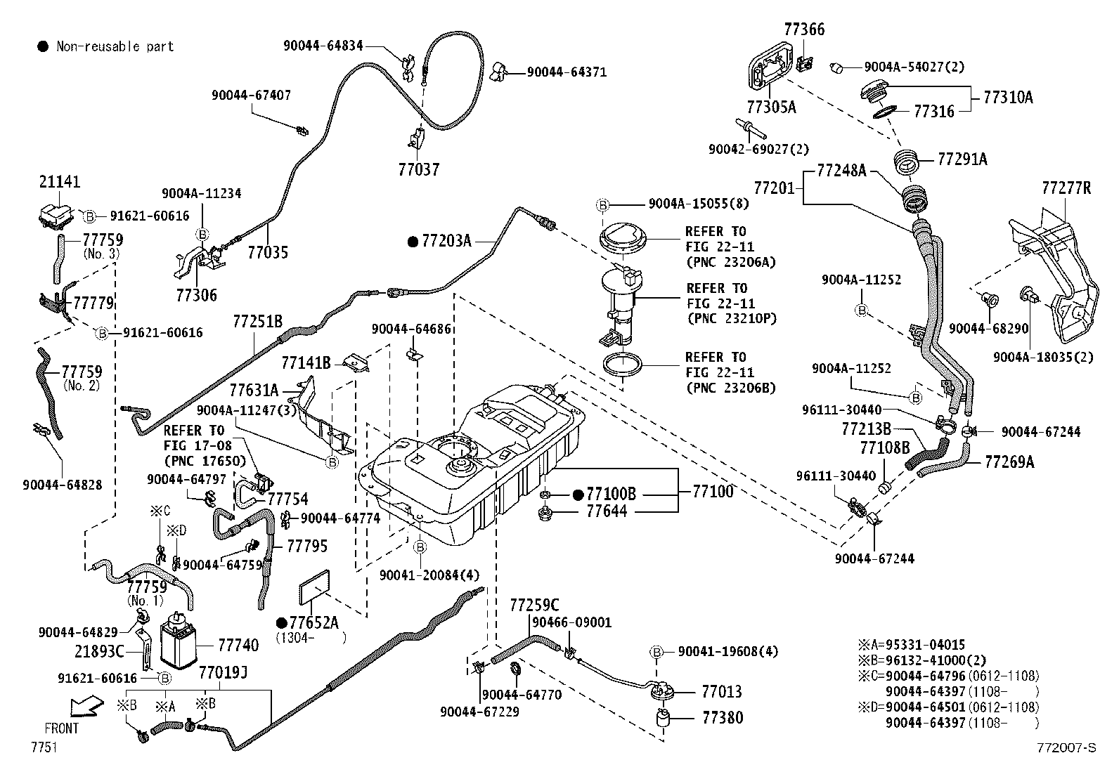 77035-BZ040 CABLE SUB-ASSY, FUEL LID LOCK CONTROL product image