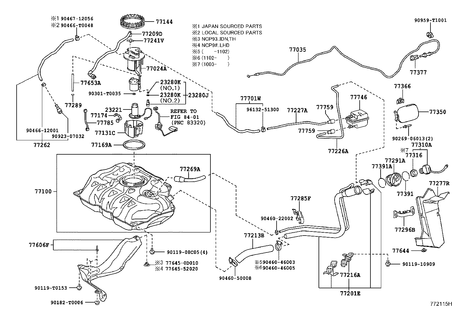 77035-0D170 CABLE SUB-ASSY, FUEL LID LOCK CONTROL product image