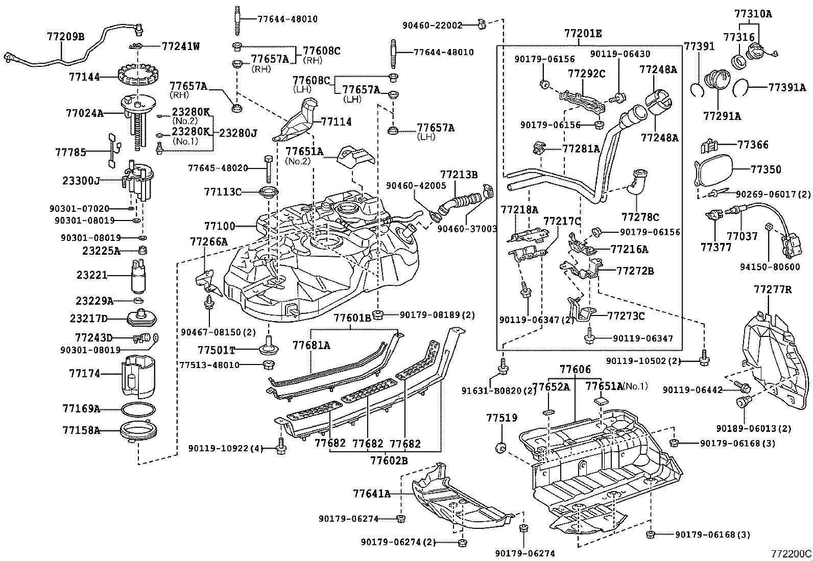 77030-48010 LOCK SUB-ASSY, FUEL FILLER OPENING LID product image