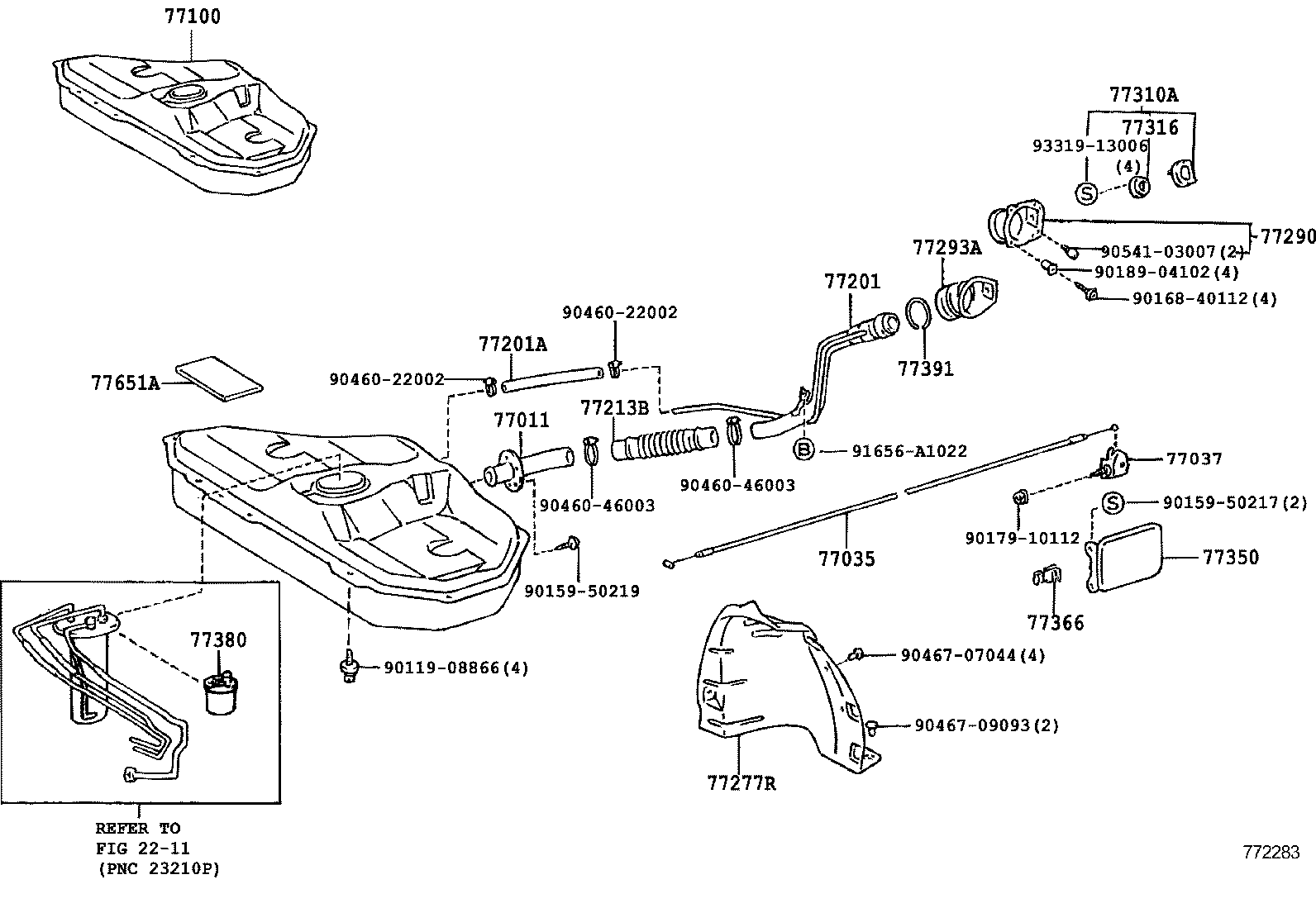 77019-18010 TUBE SUB-ASSY, FUEL TANK TO CANISTER product image