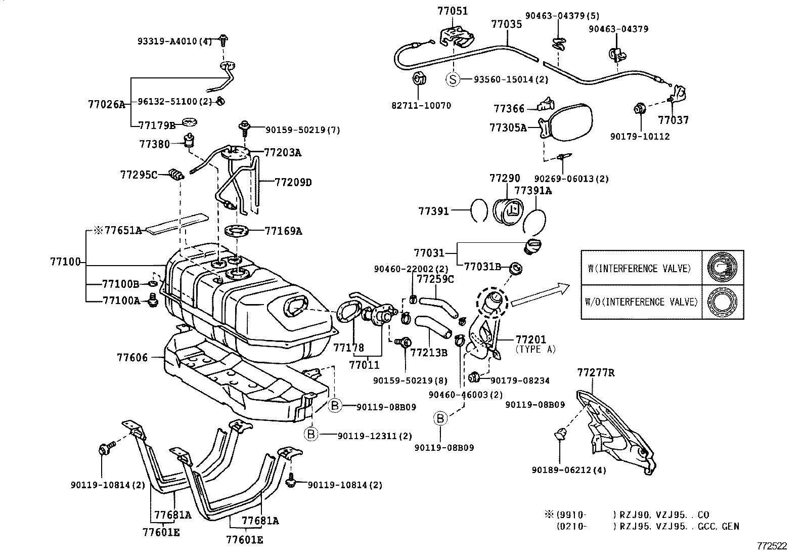 77209-60090 TUBE SUB-ASSY, FUEL TANK MAIN product image