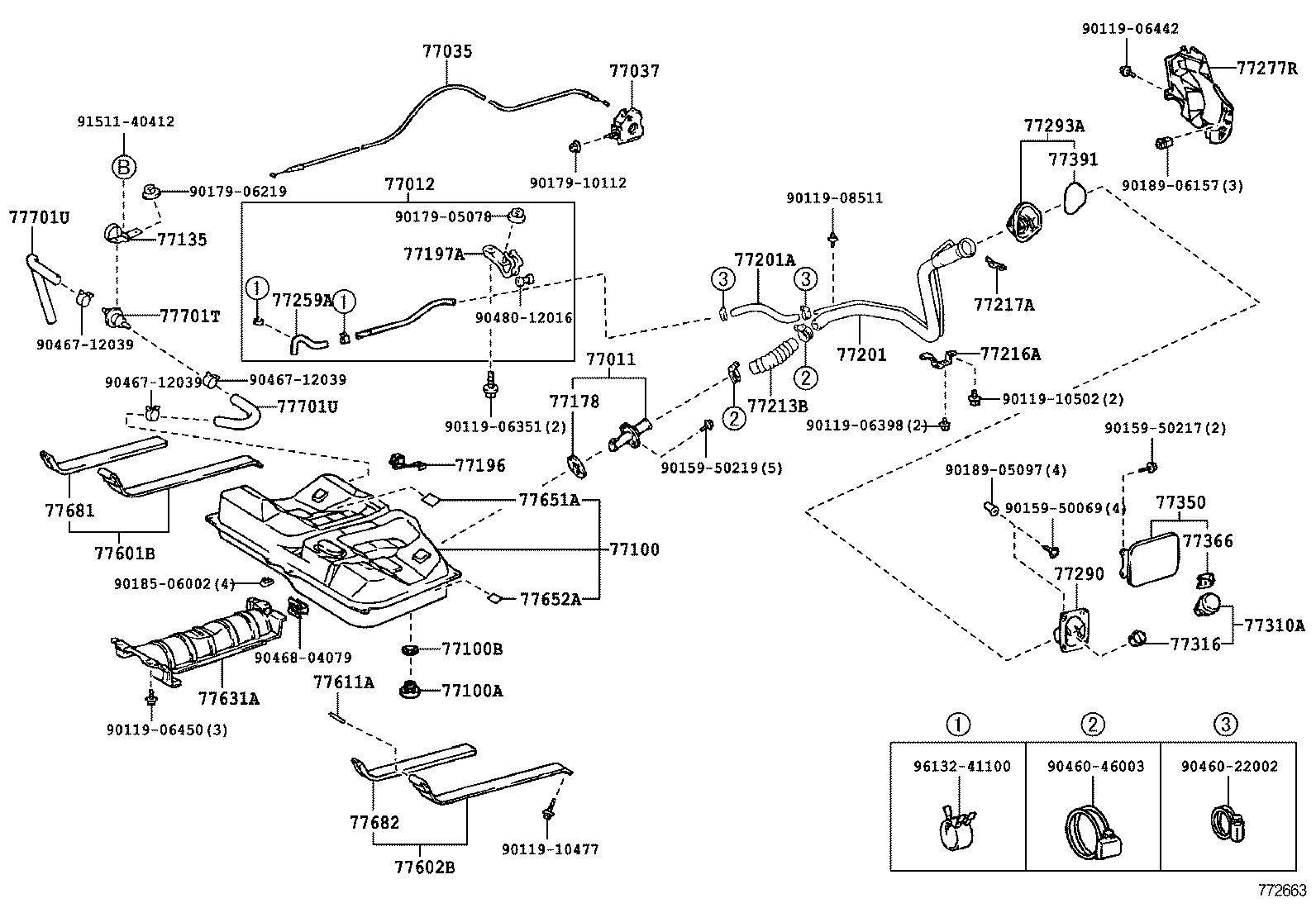 77201-32130 PIPE SUB-ASSY, FUEL TANK INLET product image