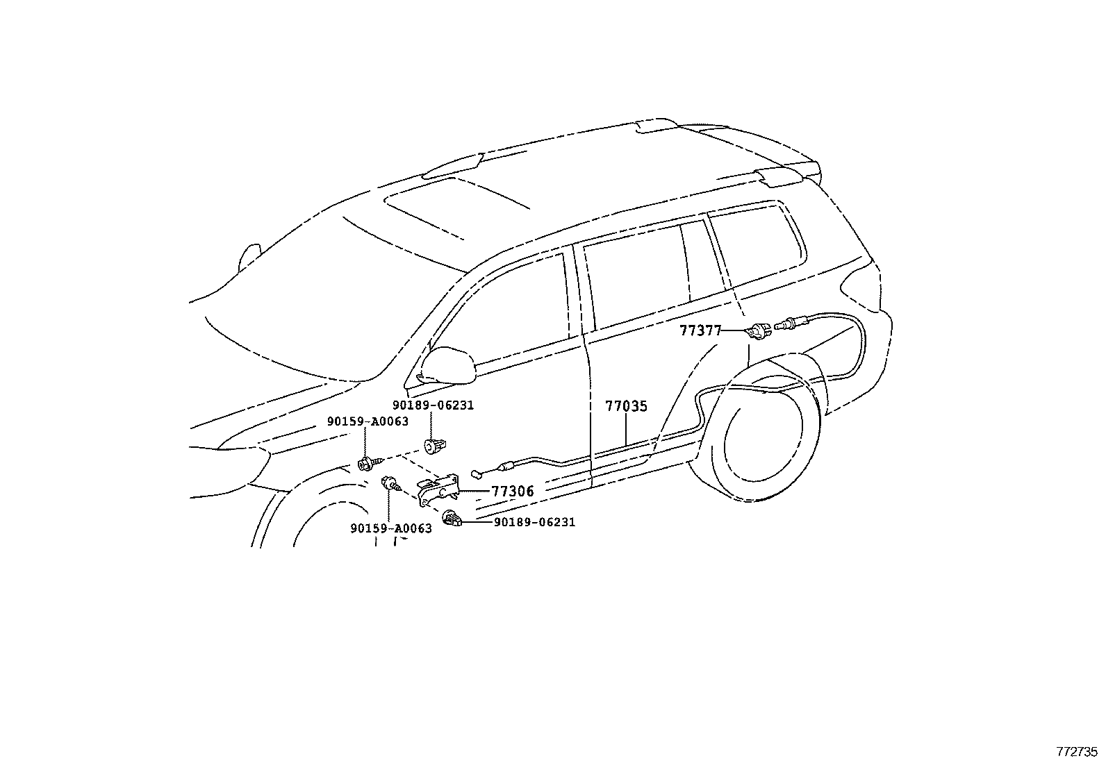 77360-0E010 SPRING, FUEL FILLER OPENING LID HINGE product image