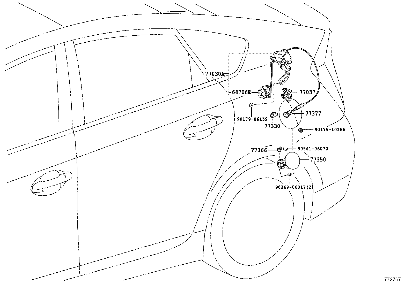 77404-47100 HOSE SUB-ASSY,FUEL TANK VENT product image