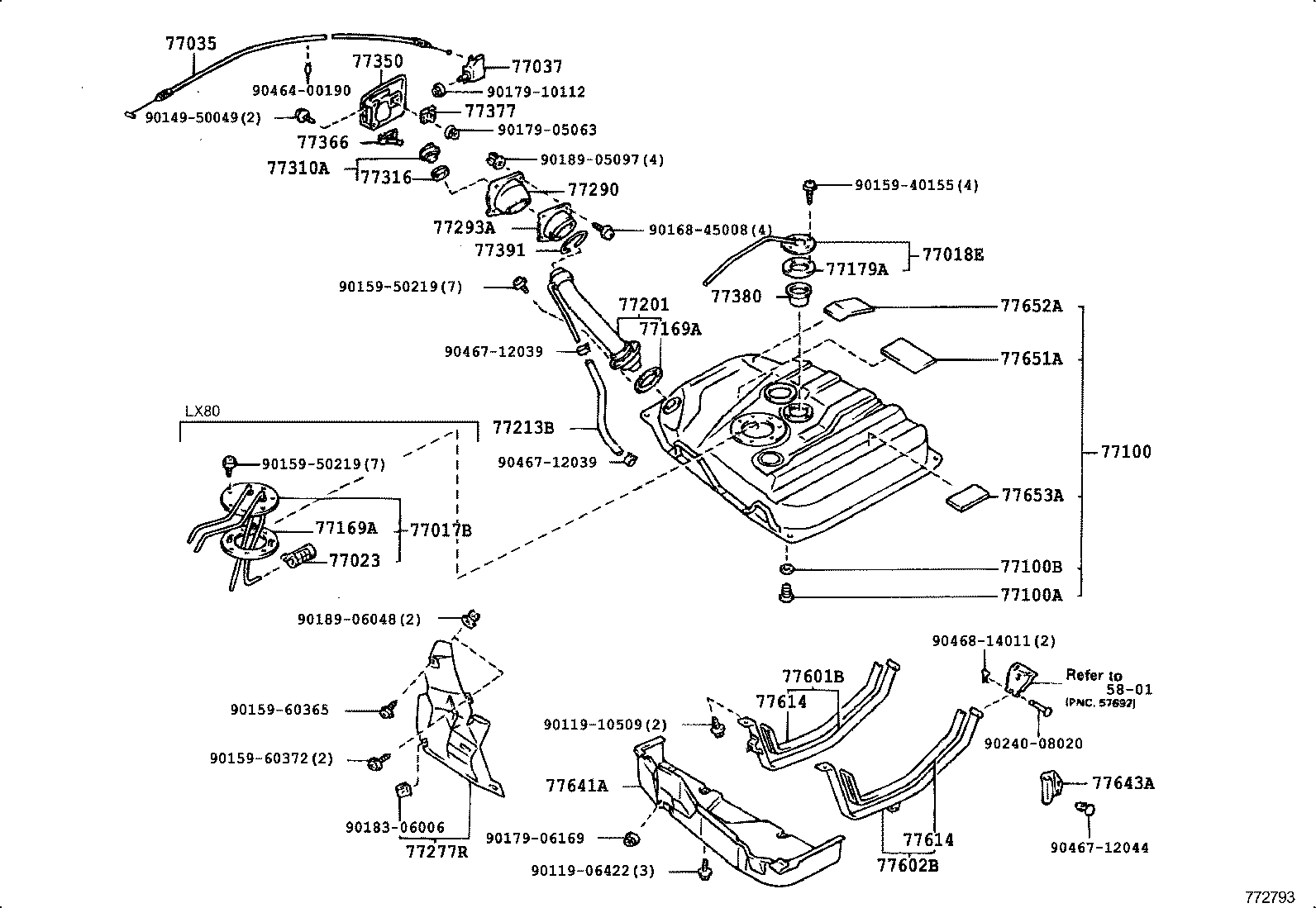 77360-91601 SPRING, FUEL FILLER OPENING LID HINGE product image