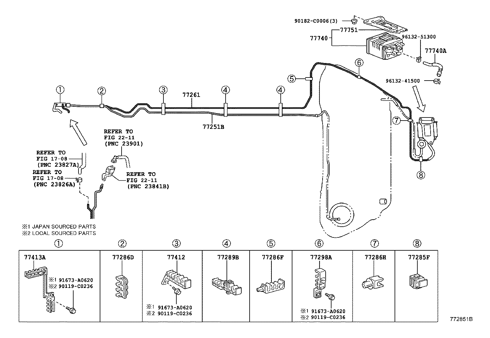 77168-0N010 PLATE, FUEL TANK VENT TUBE SET product image