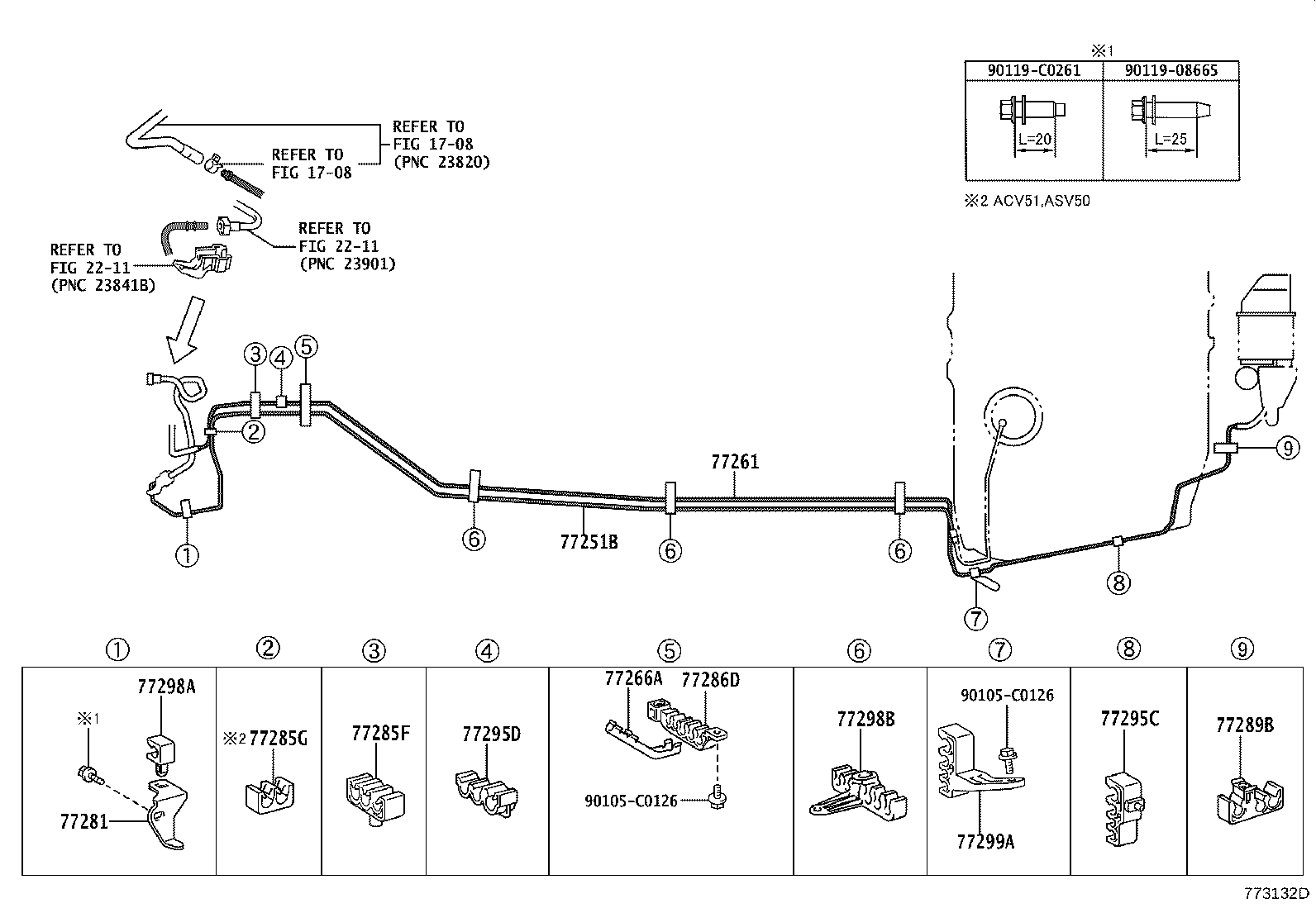 77024-06170 TUBE SUB-ASSY, FUEL MAIN & RETURN, FRONT product image