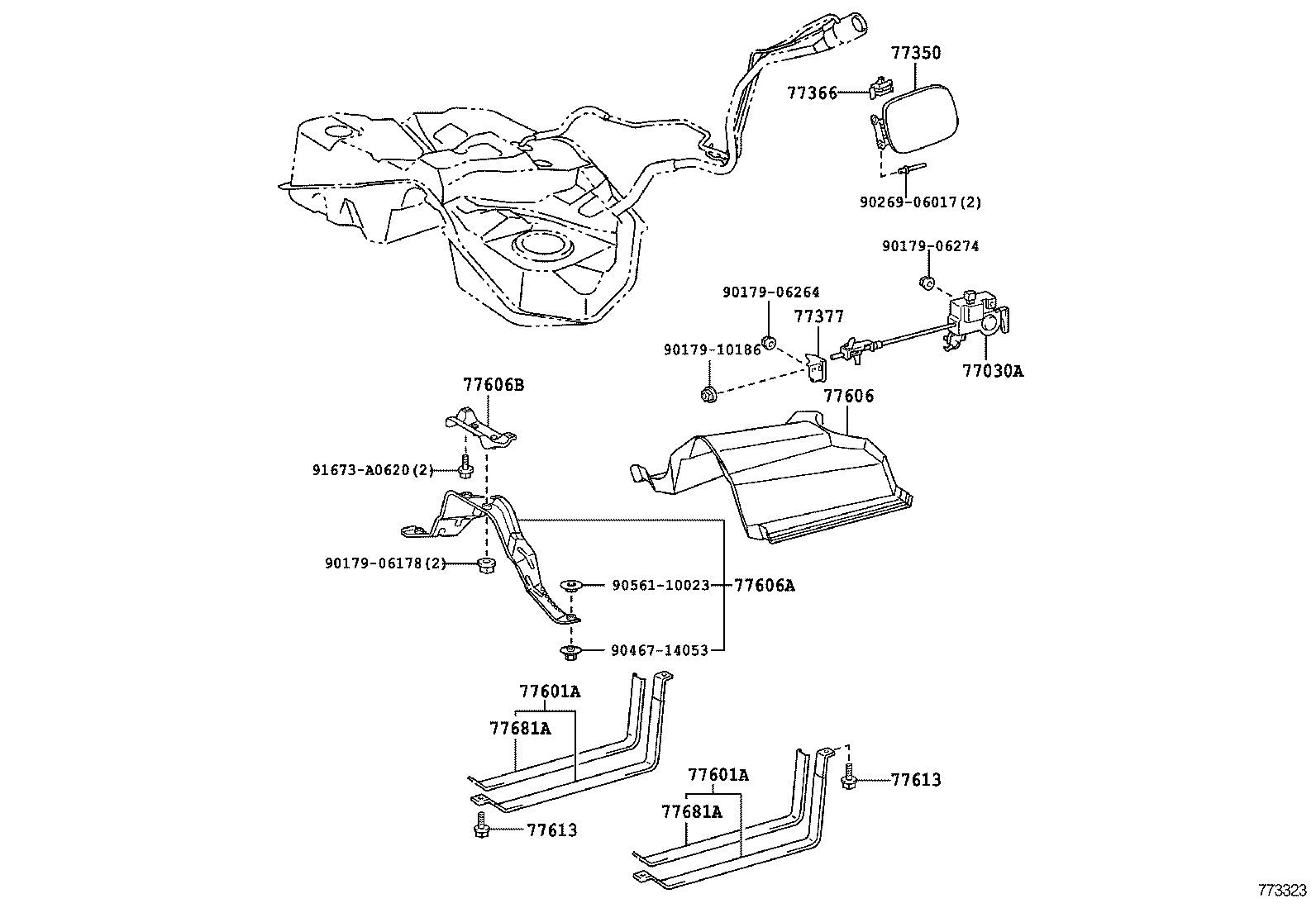 77216-50060 SUPPORT, FUEL TANK FILLER PIPE, NO.1 product image
