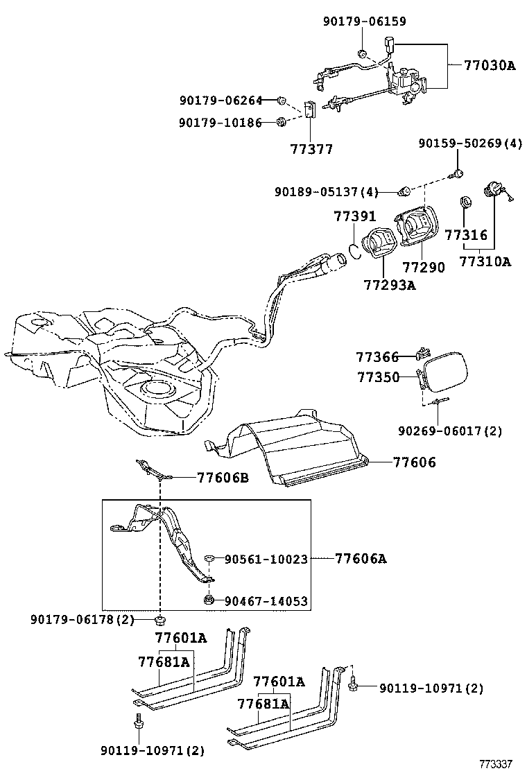 77201-50190 PIPE SUB-ASSY, FUEL TANK FILLER product image