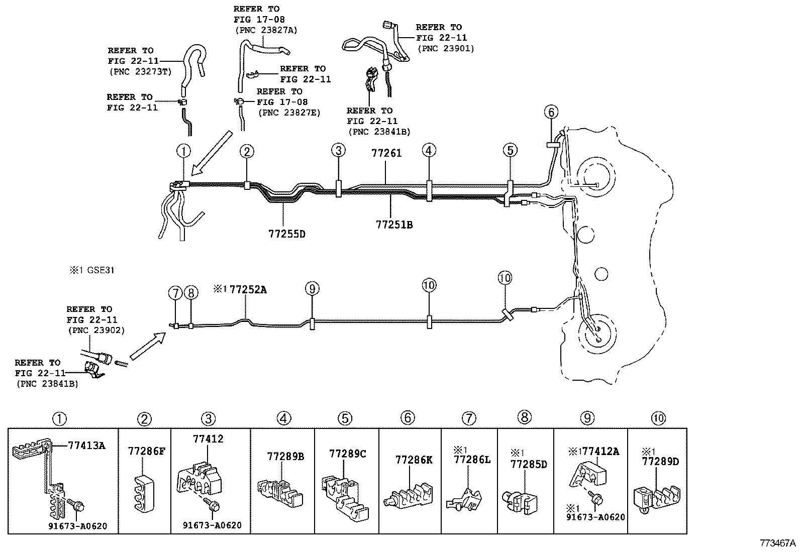 77261-53290 TUBE SUB-ASSY, FUEL EMISSION product image