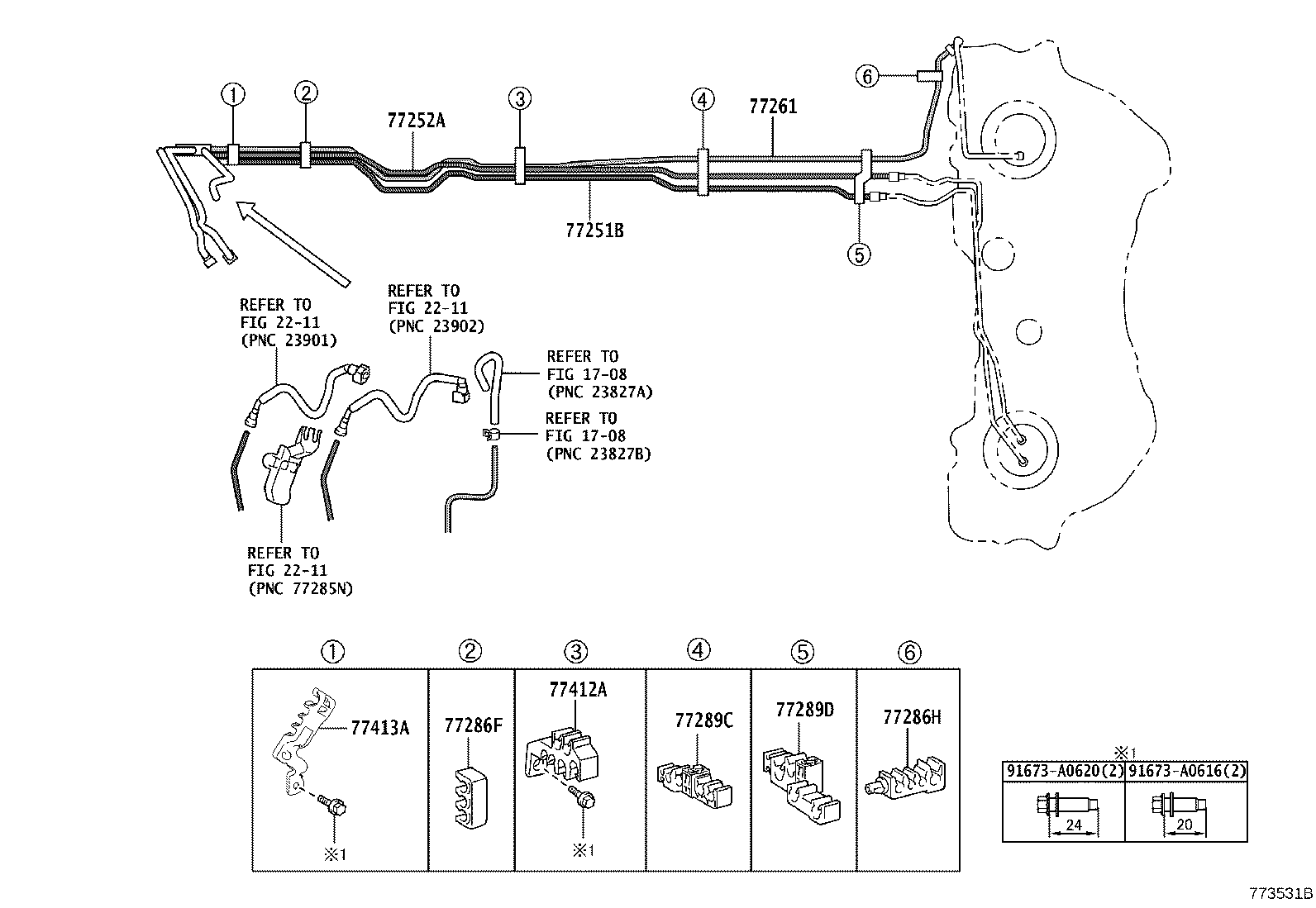 77285-50090 CLAMP, FUEL TUBE, NO.1 product image