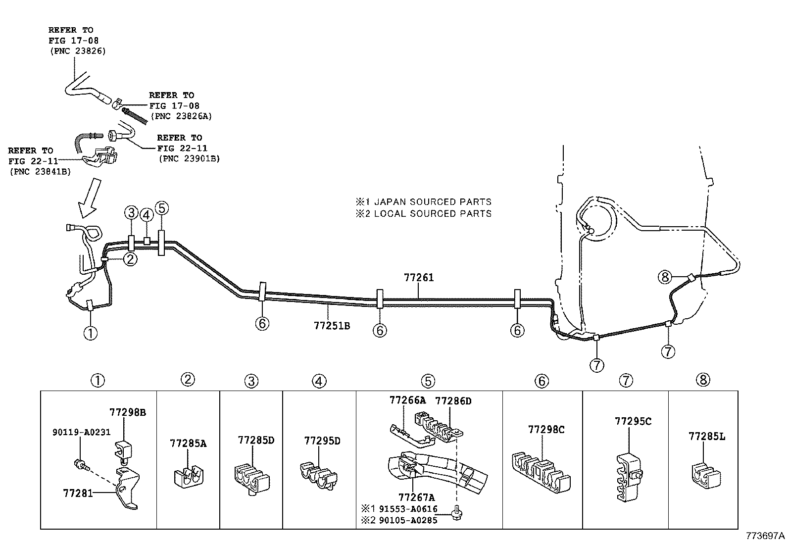 77168-41010 PLATE, FUEL TANK VENT TUBE SET product image