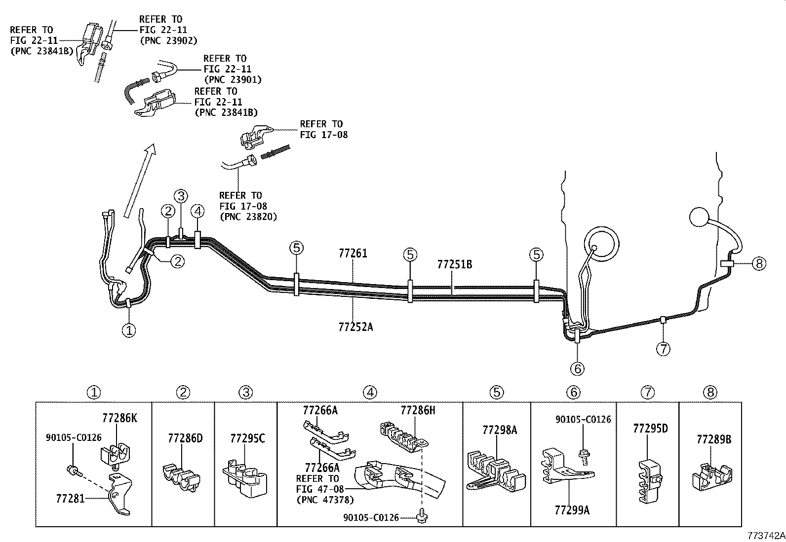 77024-06170 TUBE SUB-ASSY, FUEL MAIN & RETURN, FRONT product image